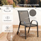 Outsunny 3 Pieces Bistro Set, Small Patio Furniture Set with Stackable Mesh Chairs, Glass Table for Garden, Balcony, Black