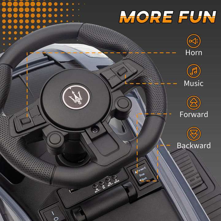 Qaba 6V Maserati GT2 Licensed Electric Car for Kids, Ride on Car with Under Seat Storage, LED Headlights Music, Blue