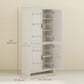 HOMCOM 64" Kitchen Pantry Cabinet, Freestanding Storage Cabinet with 4 Doors, 3 Adjustable Shelves, Antique White