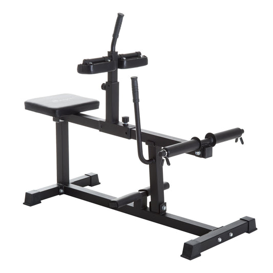 Soozier Adjustable Seated Calf Raise Machine, Steel Leg Press Machine, Strength Training Gym Equipment for Legs, Waist And Arms, Black