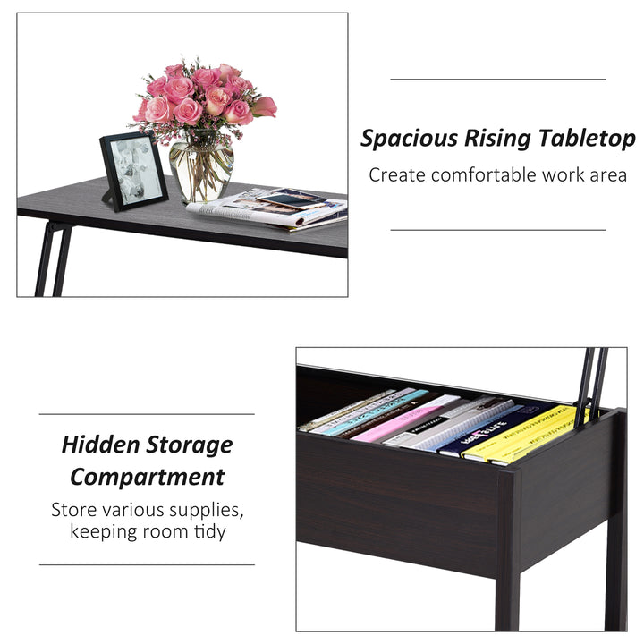 HOMCOM 39" Modern Lift Top Coffee Table with Hidden Storage Compartment, Center Table for Living Room, Grey