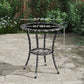 Outsunny Outdoor Rattan Dining Table, Patio Wicker Round Coffee Table with 2-Tier Storage Shelf, Brown