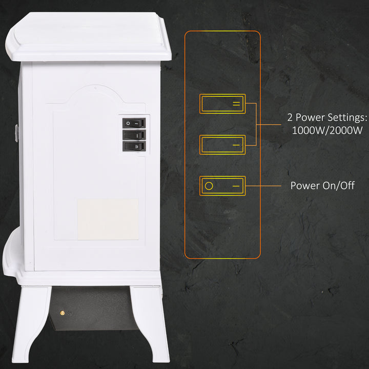 HOMCOM Electric Fireplace Heater, Freestanding Fireplace Stove with Realistic Flame Effect, Overheat Safety Protection, 750W/1500W, Black