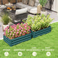 Outsunny Set of 2 Galvanized Raised Beds for Garden, Outdoor Planter Box for Flowers, Herbs and Vegetables, Green