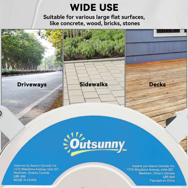 Outsunny 16" Pressure Washer Surface Cleaner with 4 Wheels, Stainless Steel Power Washer Surface Cleaner with 1/4" Quick Connector, 2 Extension Wands, 3600 PSI, Silver