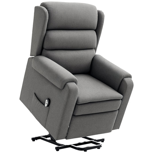 HOMCOM Lift Chair for Elderly, Power Chair Recliner with Footrest, Remote Control, Side Pockets for Living Room, Grey
