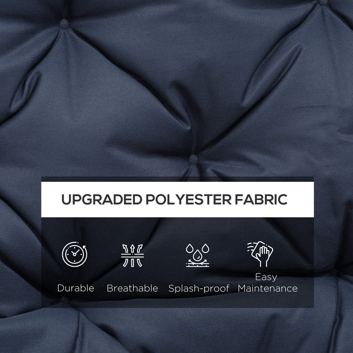 Outsunny 3 Seater Outdoor Seat Pads Bench Swing Chair Replacement Cushions Backrest for Patio Garden, Dark Grey