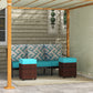 Outsunny 2 PCS Patio Wicker Ottoman Set, Square Outdoor PE Rattan Footrest with Removable Cushion for Backyard, Sky Blue