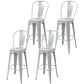 HOMCOM Set of 4 Bar Stools Kitchen Industrial Breakfast Bistro Cafe Metal Frame Black