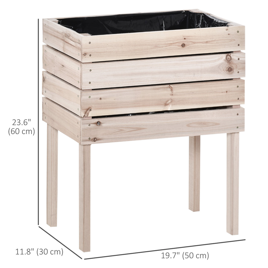 Outsunny 4PCS Wooden Raised Beds for Garden, DIY Shape Elevated Planter Box Kit with Bed Liner for Flowers Vegetables, Outdoor Indoor Planting Box Container