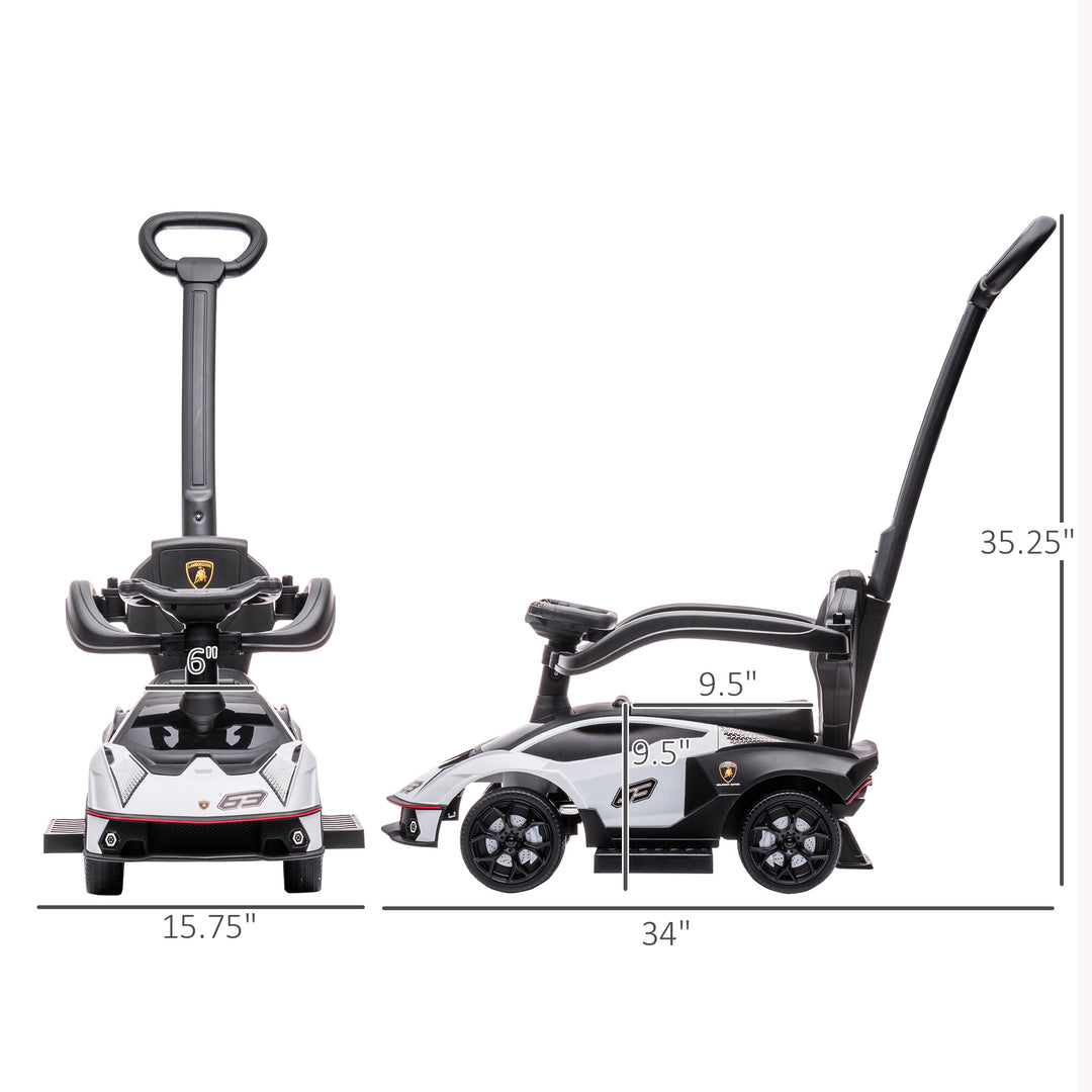 Aosom 3 in 1 Ride on Push Car for Toddlers, Licensed Kids Sliding Car with Safety Protection Footrest Horn, White