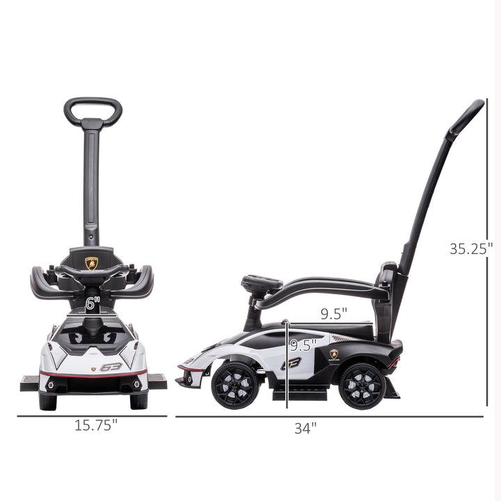 Aosom 3 in 1 Ride on Push Car for Toddlers, Licensed Kids Sliding Car with Safety Protection Footrest Horn, White