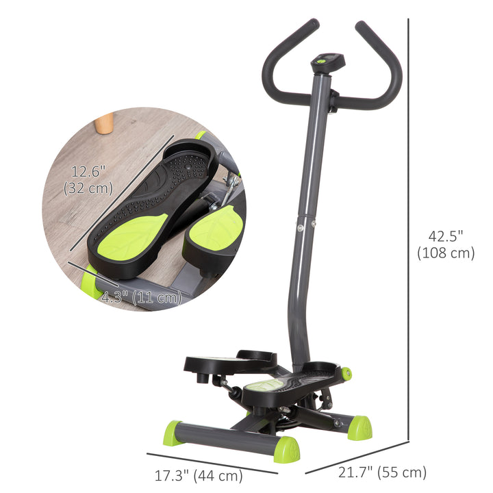 Soozier Twist Stepper Exercise Machine with Adjustable Resistance, LCD Screen - White & Green