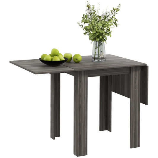 HOMCOM Folding Dining Table, Extendable Kitchen Table for Small Space, Drop Leaf Table for 2-4 People, Grey