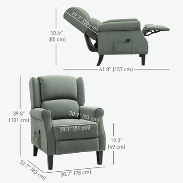 HOMCOM Push Back Recliner Chair, Vibration Massage Recliner for Living Room with Extendable Footrest, Remote, Dark Green
