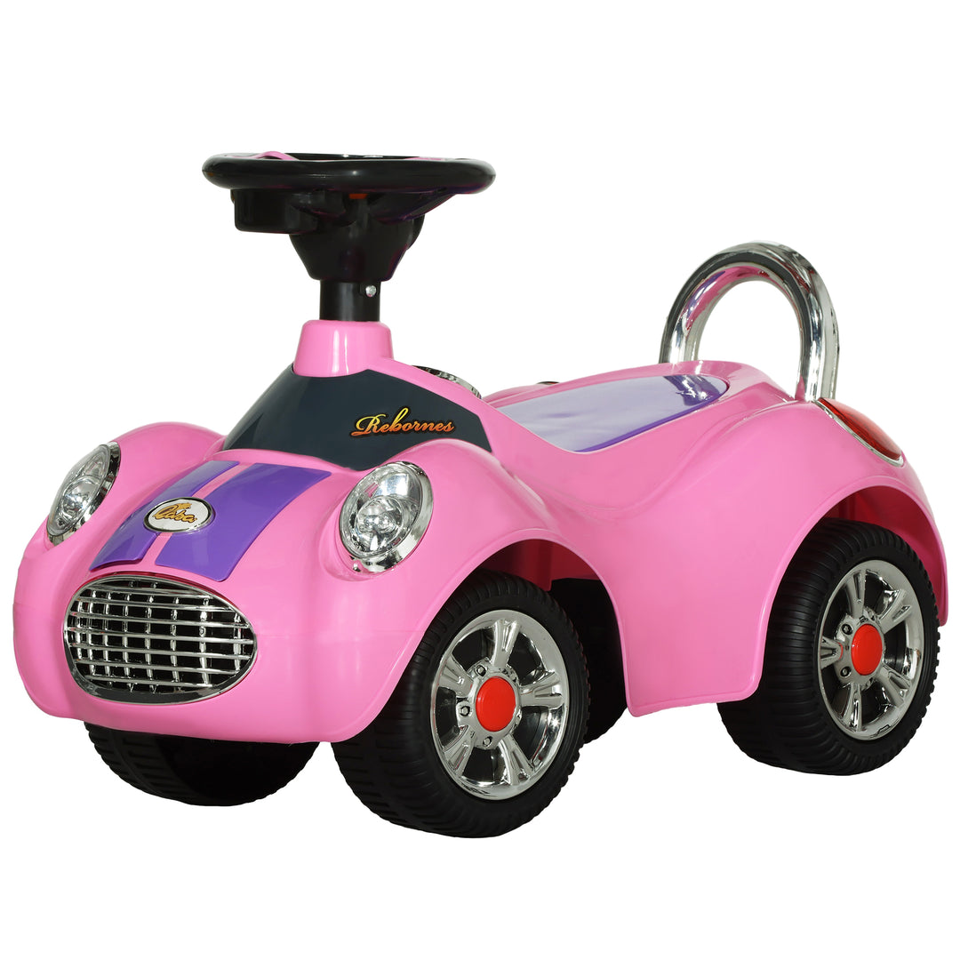 Qaba Baby Push Car with Music, Horn, Light, Pink