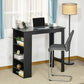 HOMCOM Modern Bar Table, Bar Height Dining Table with 3 Storage Shelves for Kitchen, Dining Room, Living Room, White