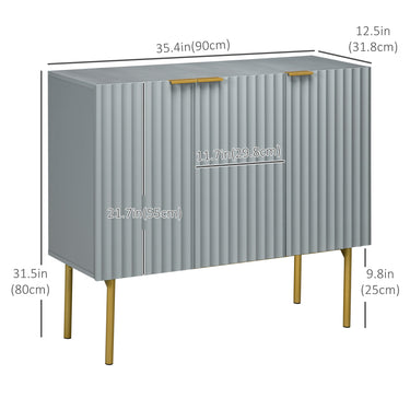 HOMCOM Modern Storage Cabinet Sideboard Buffet Cabinet with Gold Legs for Living Room Dining Room Hallway Grey