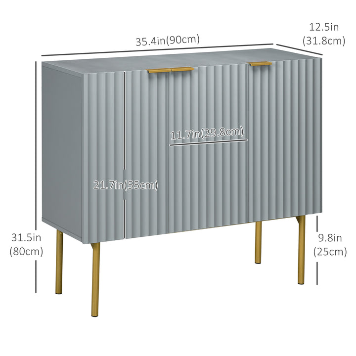 HOMCOM Modern Storage Cabinet Sideboard Buffet Cabinet with Gold Legs for Living Room Dining Room Hallway Grey