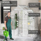 Outsunny 6' x 6' Walk-In Greenhouse, Polycarbonate Greenhouse with Sliding Door, Window, Aluminium Frame, Foundation, Silver