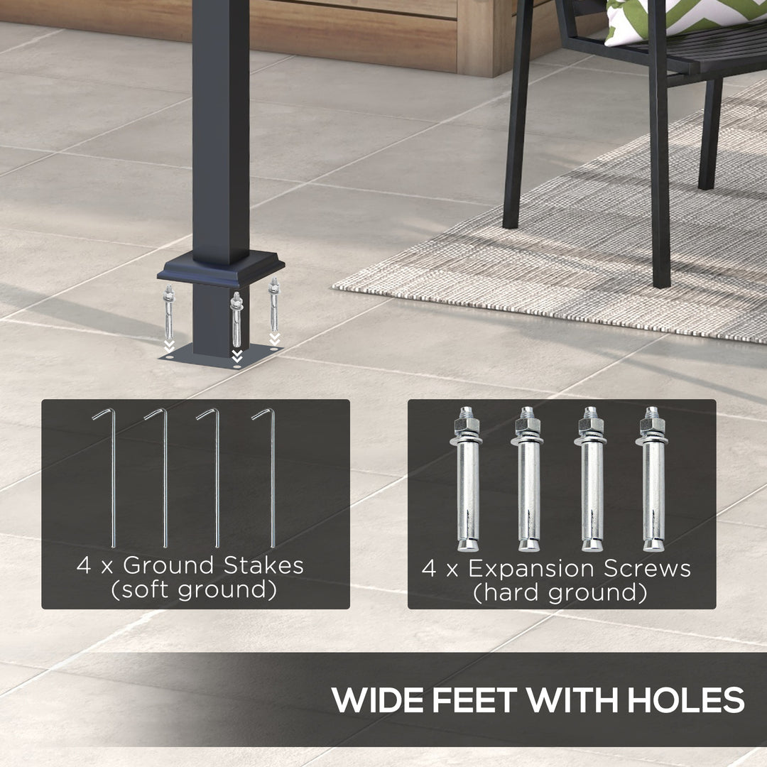 Outsunny 10' x 10' Retractable Pergola, Garden Gazebo Shade Shelter, for Grill, Patio, Deck, Dark Grey