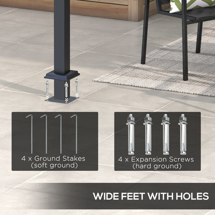 Outsunny 10' x 10' Retractable Pergola, Garden Gazebo Shade Shelter, for Grill, Patio, Deck, Dark Grey