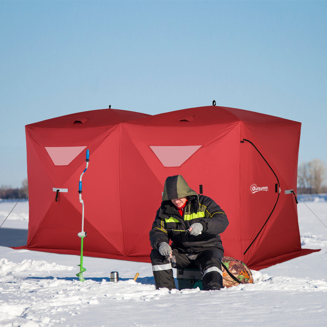 Outsunny 5-8 Person Pop-up Ice Fishing Shelter, Portable Ice Fishing Tent, Black