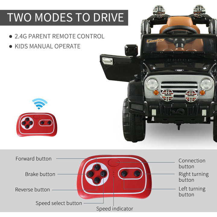 Aosom 12V Kids Electric Toy Car Jeep Power Wheels with Remote Control Black