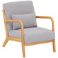 HOMCOM Armchair Upholstered Lounge Chair with Rubber Wood Frame Throw Pillows and Comfortable Cushion, White