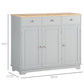 HOMCOM Modern Sideboard, Buffet Cabinet with Storage Cabinets, Drawers and Adjustable Shelves for Living Room, White