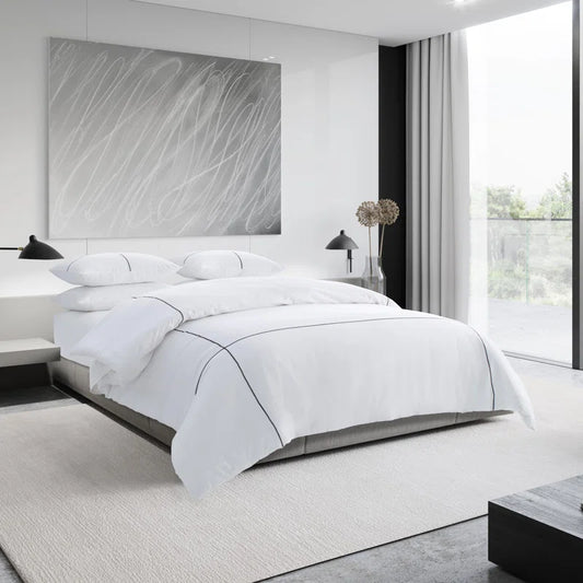 Zig Zag White Cotton Comforter Set