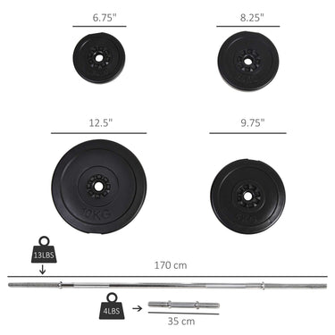 Soozier 145lbs Dumbbell & Barbell Adjustable Set Plate Bar Clamp Rod Home Gym Sports Area Exercise