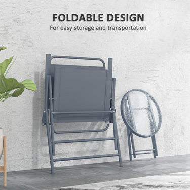 Outsunny 3 Pieces Outdoor Bistro Set, Folding Patio Table and Chairs with Tempered Glass Tabletop for Garden, Deck & Backyard