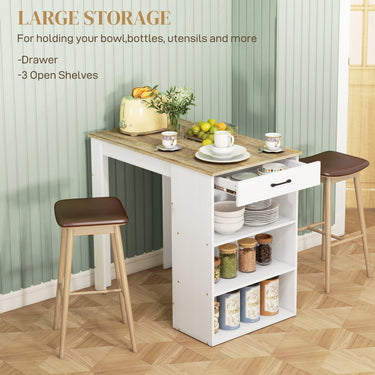 HOMCOM Bar Table with Drawer and 3 Storage Shelves, Bar Height Table, High Top Pub Table for Home Bar, Kitchen, Grey