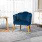 HOMCOM Modern Accent Chairs with Cushioned Seat, Upholstered Velvet Armchair for Bedroom, Living Room Chair with Arms and Wood Legs, Blue