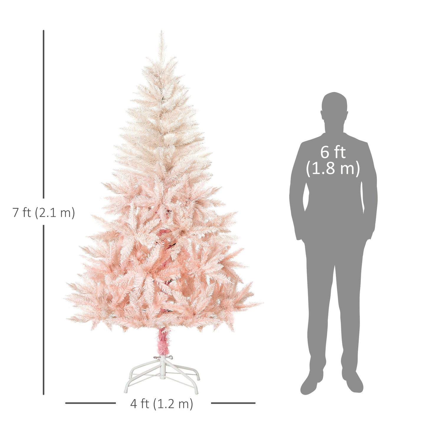 HOMCOM 6ft Artificial Christmas Tree Home Decoration Automatic Open  White and Pink