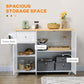 HOMCOM Rolling Kitchen Island with Storage, Utility Kitchen Island Cart with Drawer, Cabinets, Towel Rack and Rubber Wood Top