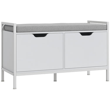 HOMCOM Shoe Storage Bench with Seat Cushion, Shoe Cabinet for Hallway, Entryway Bench, Supports 352lbs, White