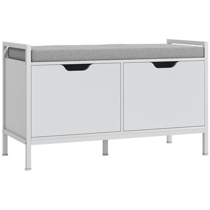 HOMCOM Shoe Storage Bench with Seat Cushion, Shoe Cabinet for Hallway, Entryway Bench, Supports 352lbs, White