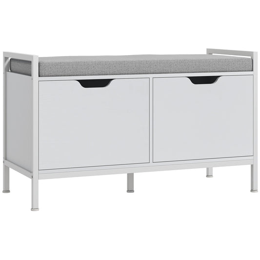 HOMCOM Shoe Storage Bench with Seat Cushion, Shoe Cabinet for Hallway, Entryway Bench, Supports 352lbs, White