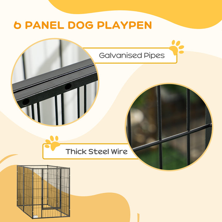 PawHut 6 Panel 32.5" - 59" x 40" Dog Playpen, Heavy Duty Pet Playpen for Indoor Outdoor, Small Medium and Large Dogs