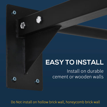 Soozier Pull Up Bar Wall Mount Chin Up Bar, Upper Body Strength Training Station with Non-Slip Foam for Home Gym, Black