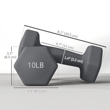 Soozier 2 x 10LBS Hexagonal Dumbbells, Set of 2 Weights with Non-Slip Grip for Home Gym Workout