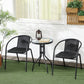 Outsunny 3 Pieces Outdoor Wicker Furniture Set with 2 Stackable Chairs, Tempered Glass Coffee Table for Garden, Backyard, Black