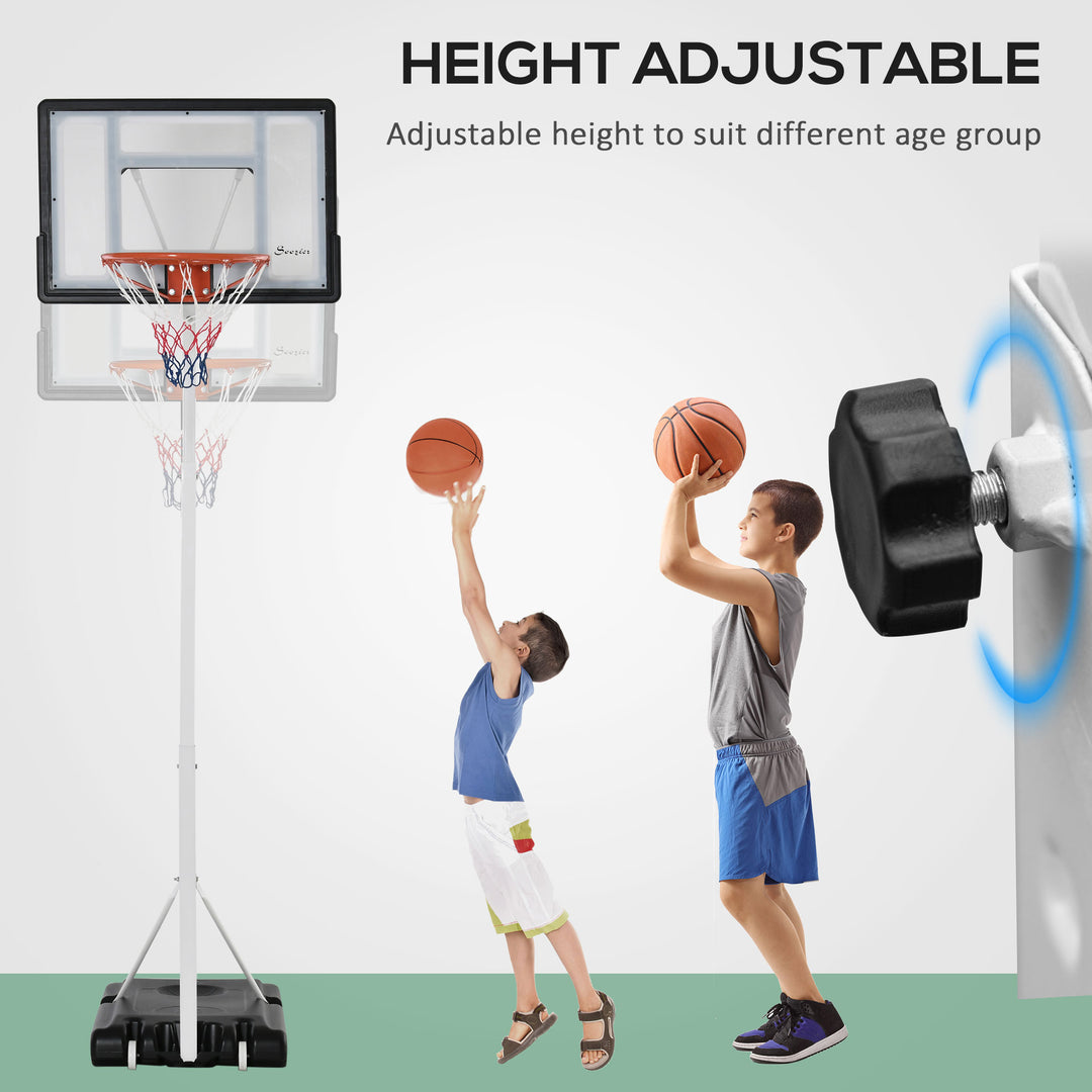 Soozier Portable Basketball Hoop, 7ft-8.5ft Height Adjustable Basketball System with Wheels & 32.3" Backboard for Youth Junior
