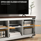 HOMCOM Farmhouse TV Stand for up to 50" TV, TV Cabinet with Barn Doors, Cable Management for Living Room, Distressed White