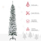 HOMCOM 6 Ft Snow-Flocked Artificial Christmas Tree, Slim Pencil Xmas Tree with Realistic Branches, Metal Base, Green
