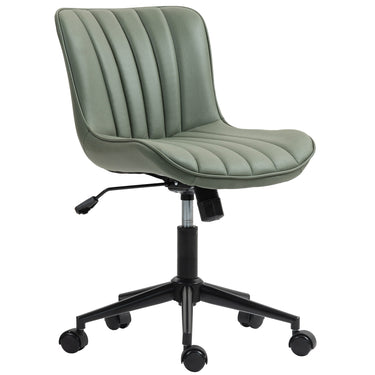 HOMCOM Armless Office Chair, 360° Swivel Desk Chair with Adjustable Height & Tilt Function for Home Office, Study, Dark Green