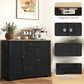 HOMCOM Modern Sideboard Cabinet, 41" Kitchen Buffet Cabinet with Drawer, Adjustable Shelf, 3 Doors for Dining Room, White
