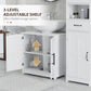 HOMCOM Farmhouse Pedestal Sink Storage Cabinet, Bathroom Under Sink Cabinet with 2 Barn Doors and Adjustable Shelf, White
